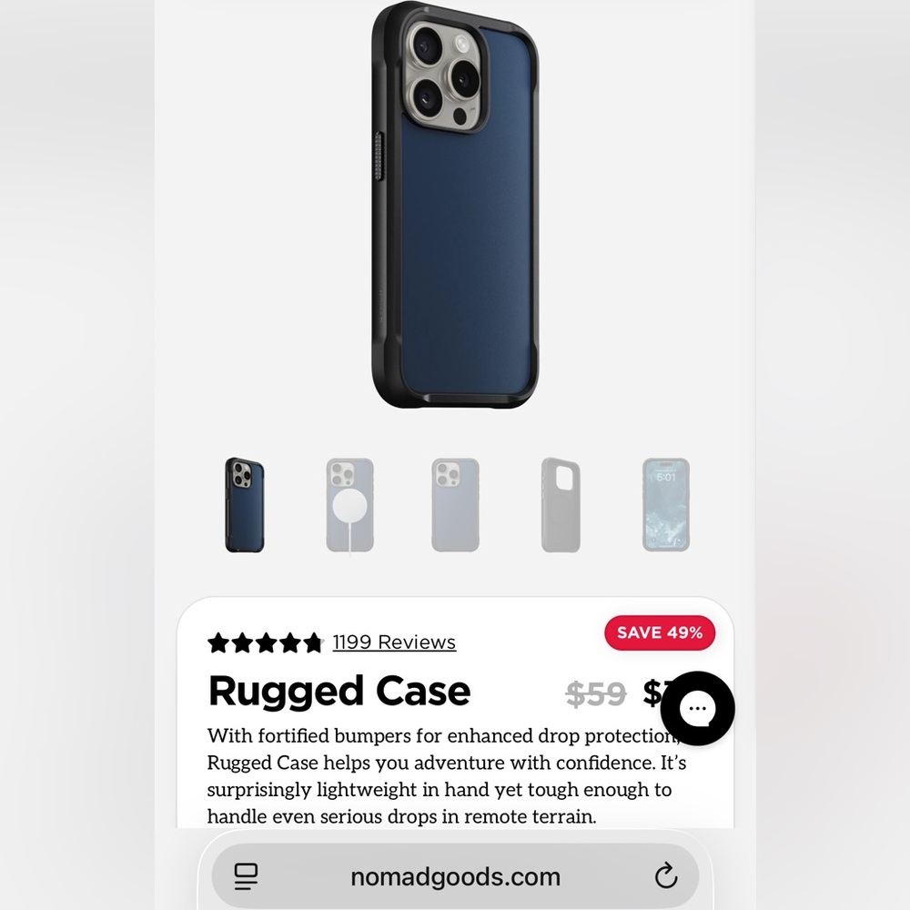 Nomad iPhone 15 Pro Case Atlantic blue like new used for one month